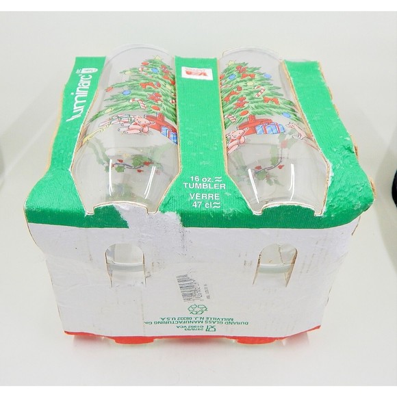 Luminarc Noel Glass Christmas Tree Star Tumblers Cooler 16 OZ Set of 4 - Picture 8 of 8
